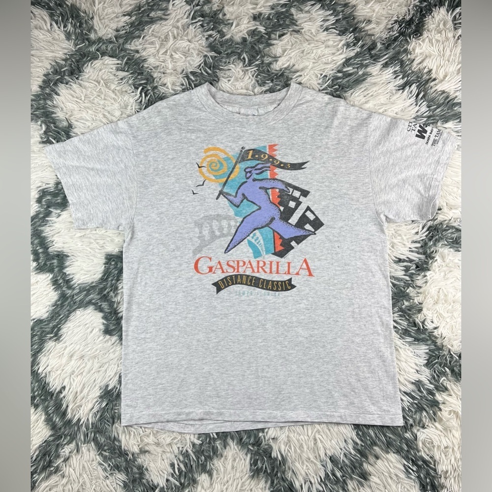 Vintage Hanes Tag 1993 Gasparilla Distance Classic Tampa Florida Gray T-Shirt L